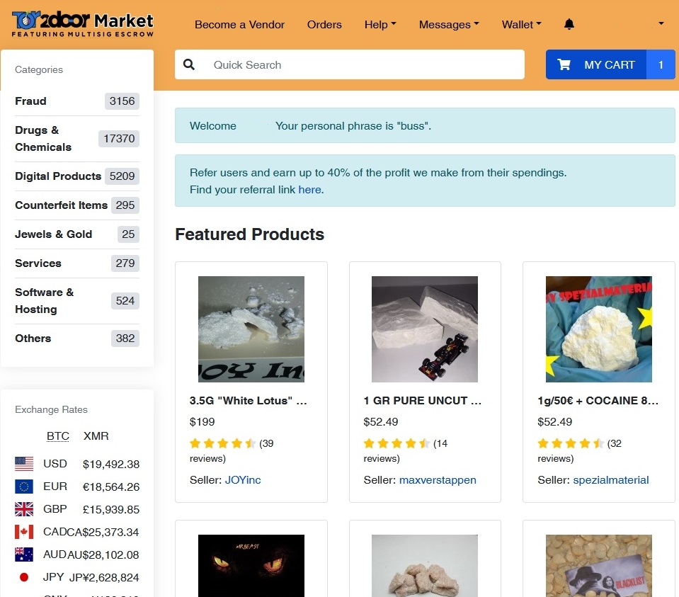 Tor2door Market Desktop Screenshot